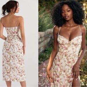 House of CB Floral Spaghetti Strap Midi Dress. Please see description